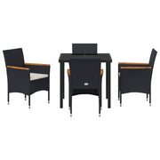 Conjunto de Comedor de Jardín  de 5 Piezas Negro de Poliratán V6729 Vetonek