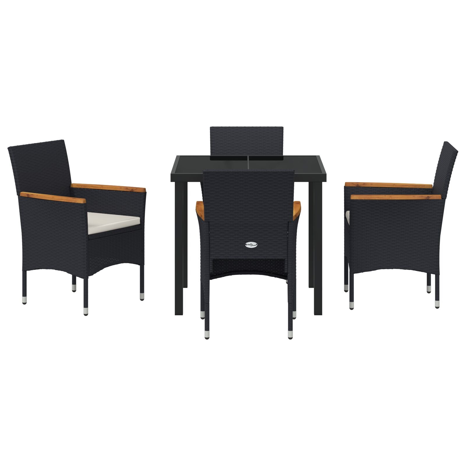 Conjunto de Comedor de Jardín  de 5 Piezas Negro de Poliratán V6729 Vetonek