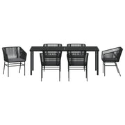 Juego de Comedor de Jardín de 7 Piezas con Cojines Negro Poliratán V8432 Vetonek