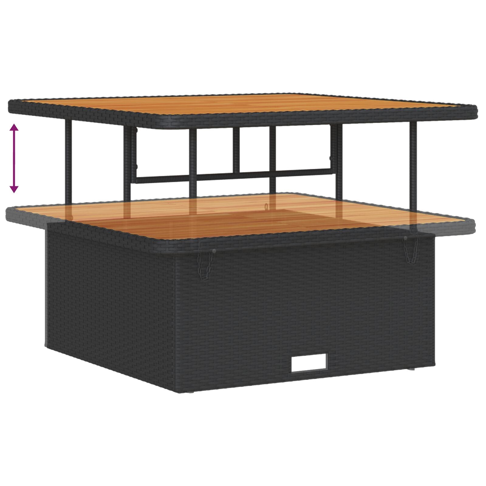 Conjunto de Comedor de Jardín de 3 Piezas con Cojines Negros de Poliratán y Acacia V0094 Vetonek