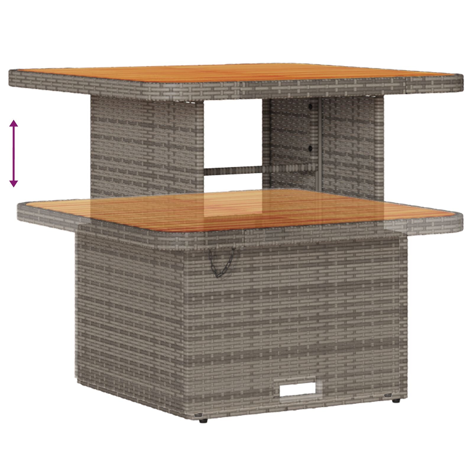 Conjunto de Comedor de Jardín de 3 Piezas con Cojines Gris de Poliratán y Acacia V0179 Vetonek