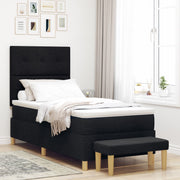 Box Spring bed with mattress and black bench 90x190 cm fabric V3100 Vetonek