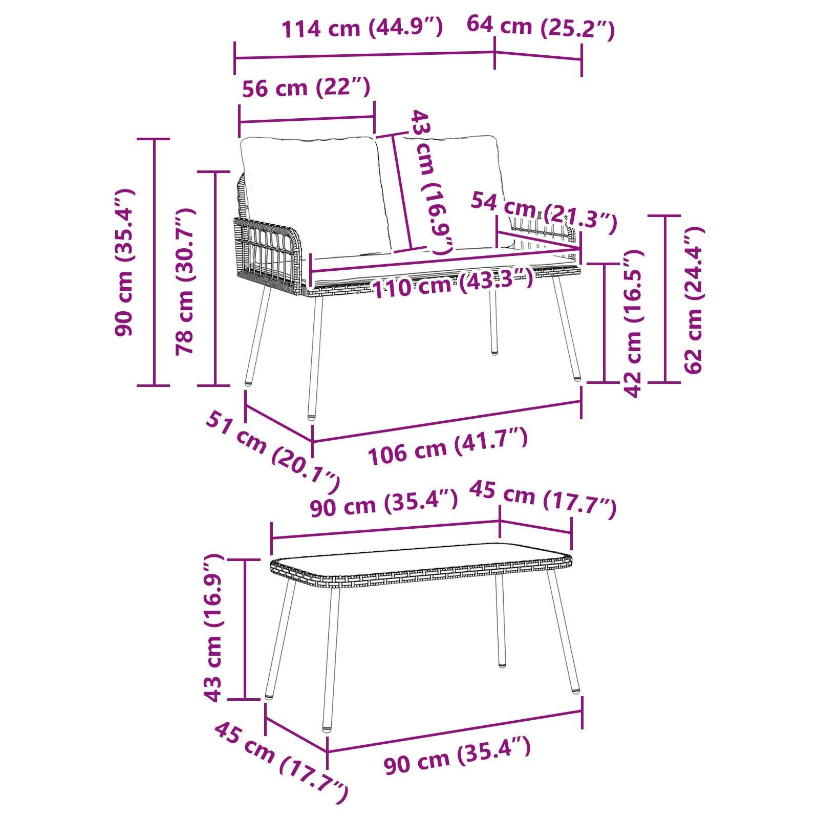 2-Piece Garden Dining Set with Natural Polyrattan Cushions V1402 Vetonek