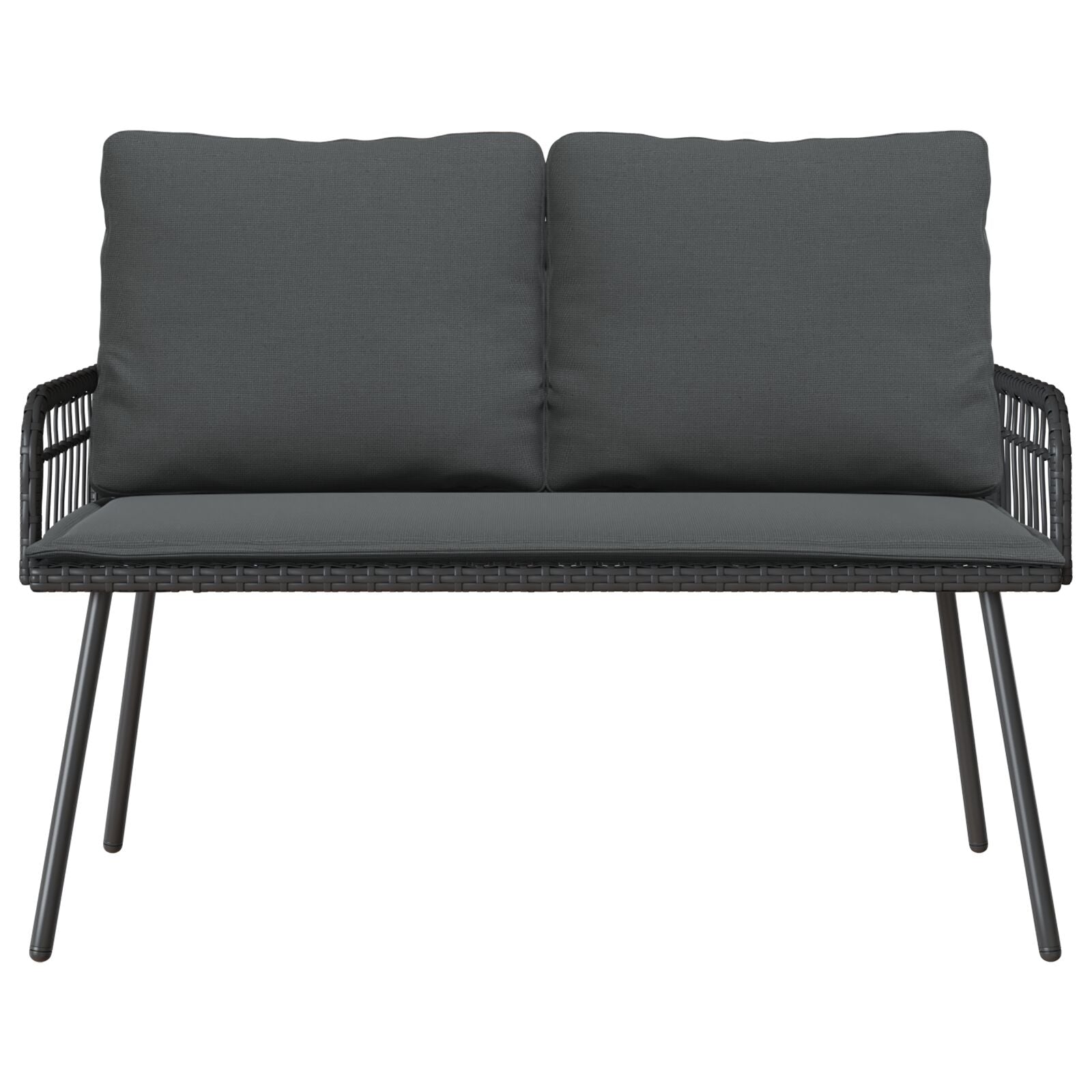 2 Piece Garden Dining Set with Cushions Black Polyester Rattan V1396 Vetonek