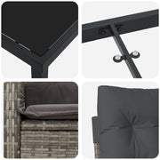 Conjunto de Comedor de Jardín de 3 Piezas con Cojines Grises Poliratán V3062 Vetonek