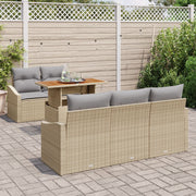 6 Piece Garden Dining Set with Cushions Beige Acacia Polyester Rattan V8903 Vetonek