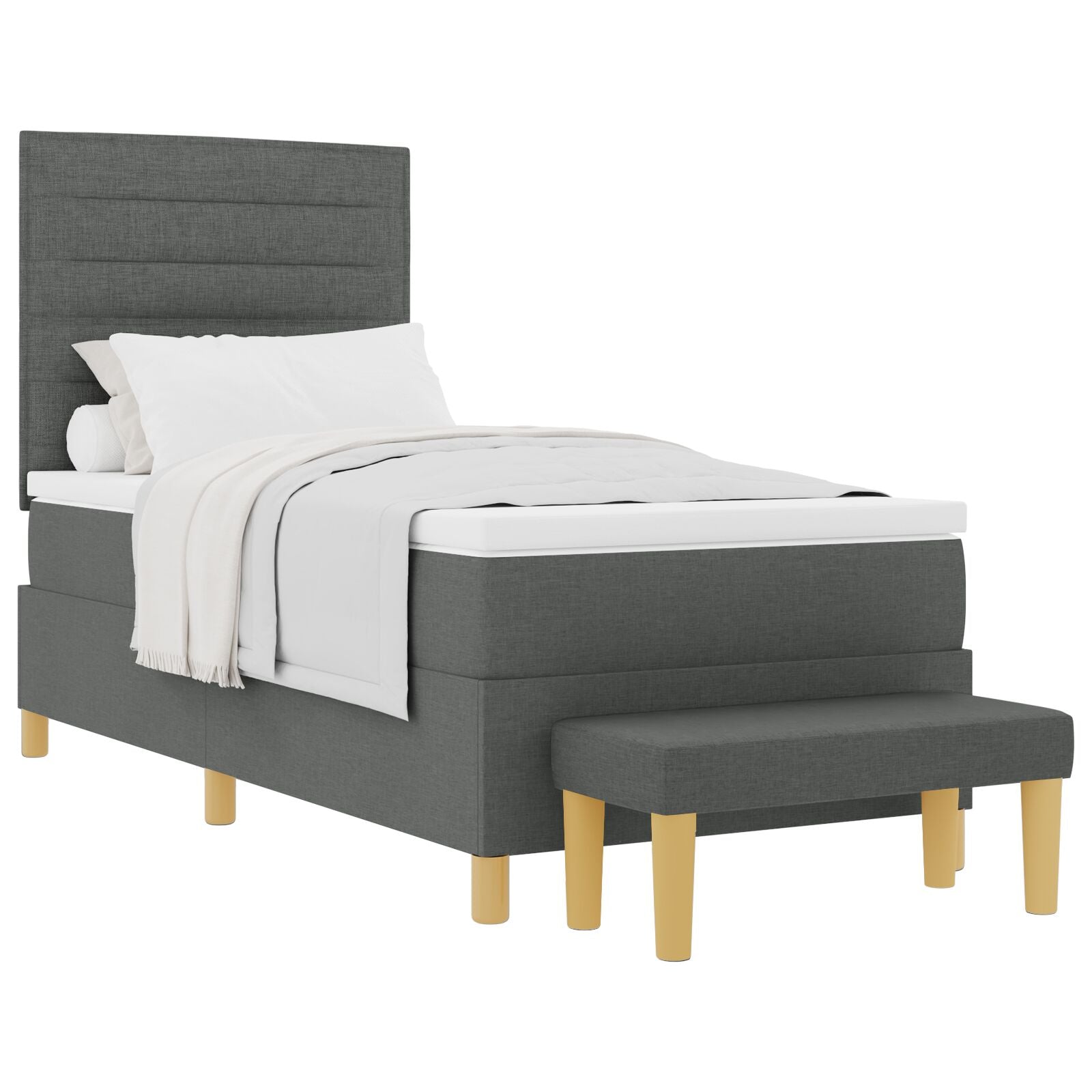 Bed With Slatted Base And Bench Dark Gray 90x190 cm Fabric V2325 Vetonek