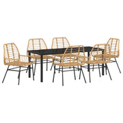 Set de Comedor de Jardín de 7 Piezas Marrón Poliratán V7732 Vetonek
