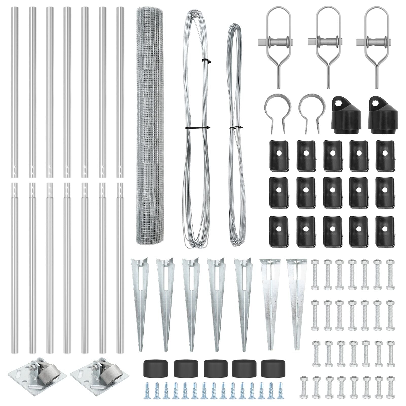 Cerca de Malla Soldada  con 7 Postes de Pica 10 x 1.4 m Acero Galvanizado V0979 Vetonek