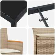 Set de Comedor de Jardín  de 5 Piezas con Cojines Beige de Polirratán V0237 Vetonek