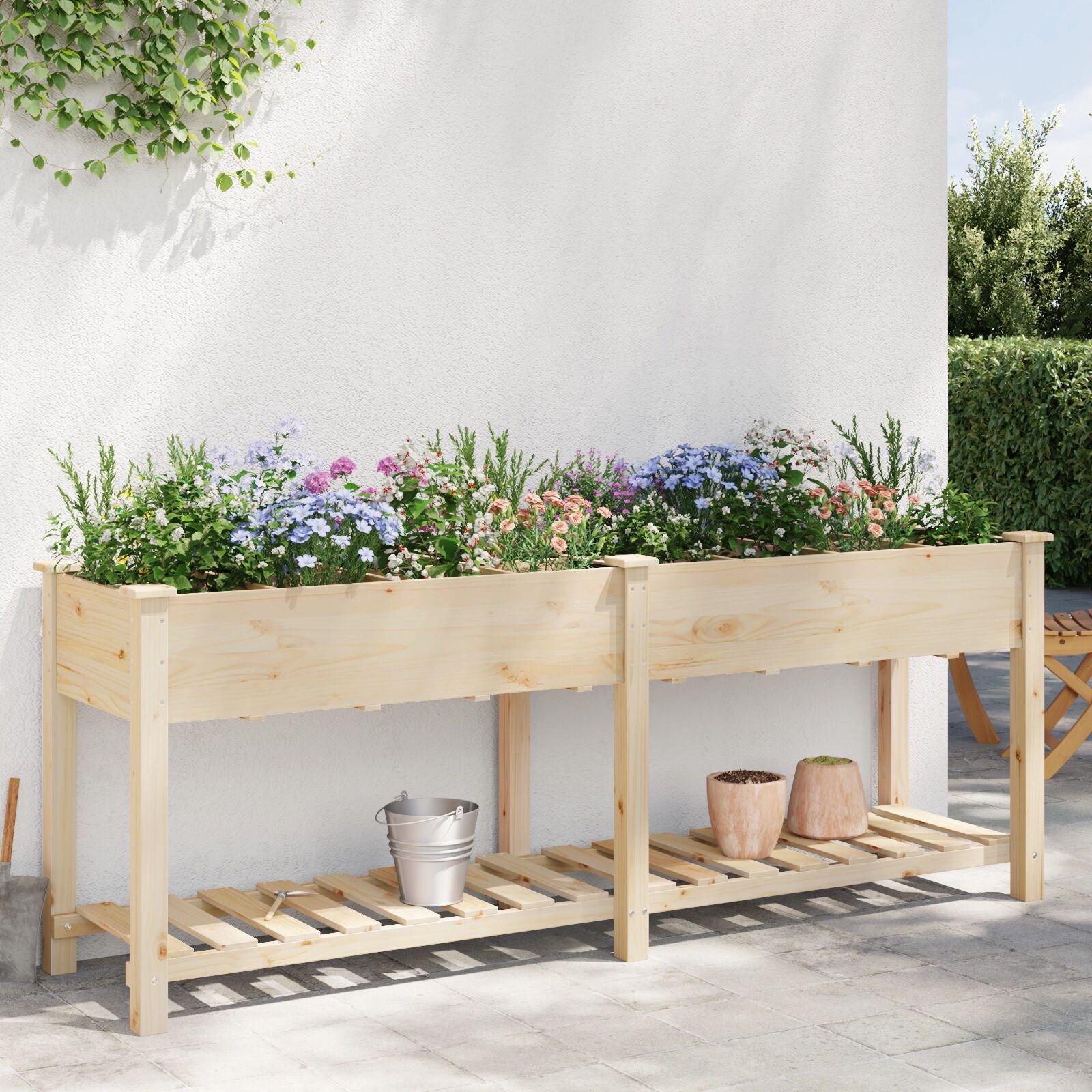 Macetero de Jardín con Rejillas 203x53x76 cm de Madera Maciza de Abeto V0708 Vetonek