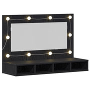 Armario Espejo LED en Roble Negro - 90x31.5x62 cm V1797 Vetonek