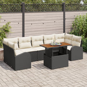 8-Piece Garden Dining Set with Black Cushions in Rattan Polypropylene Acacia V6640 Vetonek