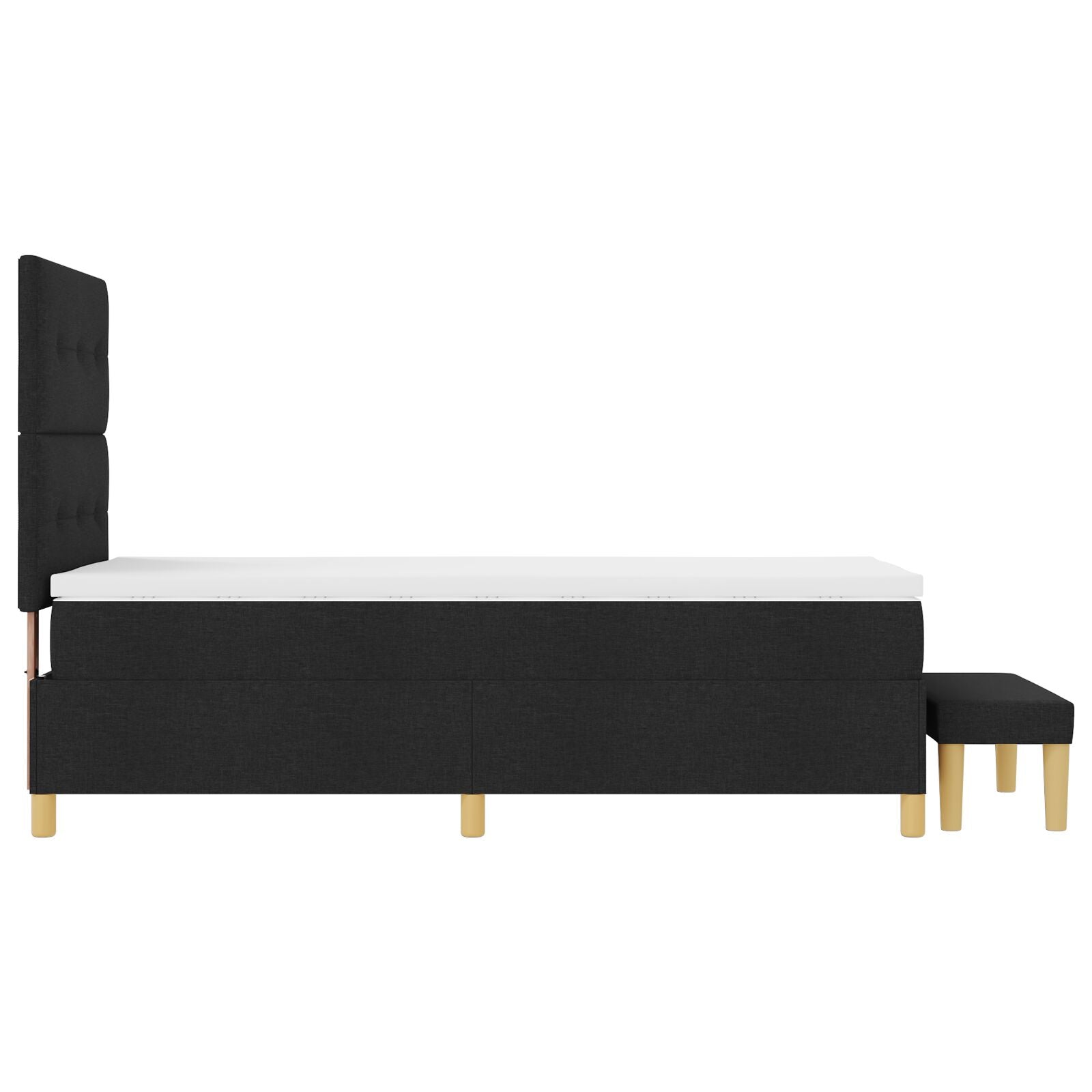 Box Spring bed with mattress and black bench 90x190 cm fabric V3100 Vetonek