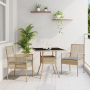 Conjunto de Comedor de Jardín  de 3 Piezas Beige de Ratán Sintético V1495 Vetonek