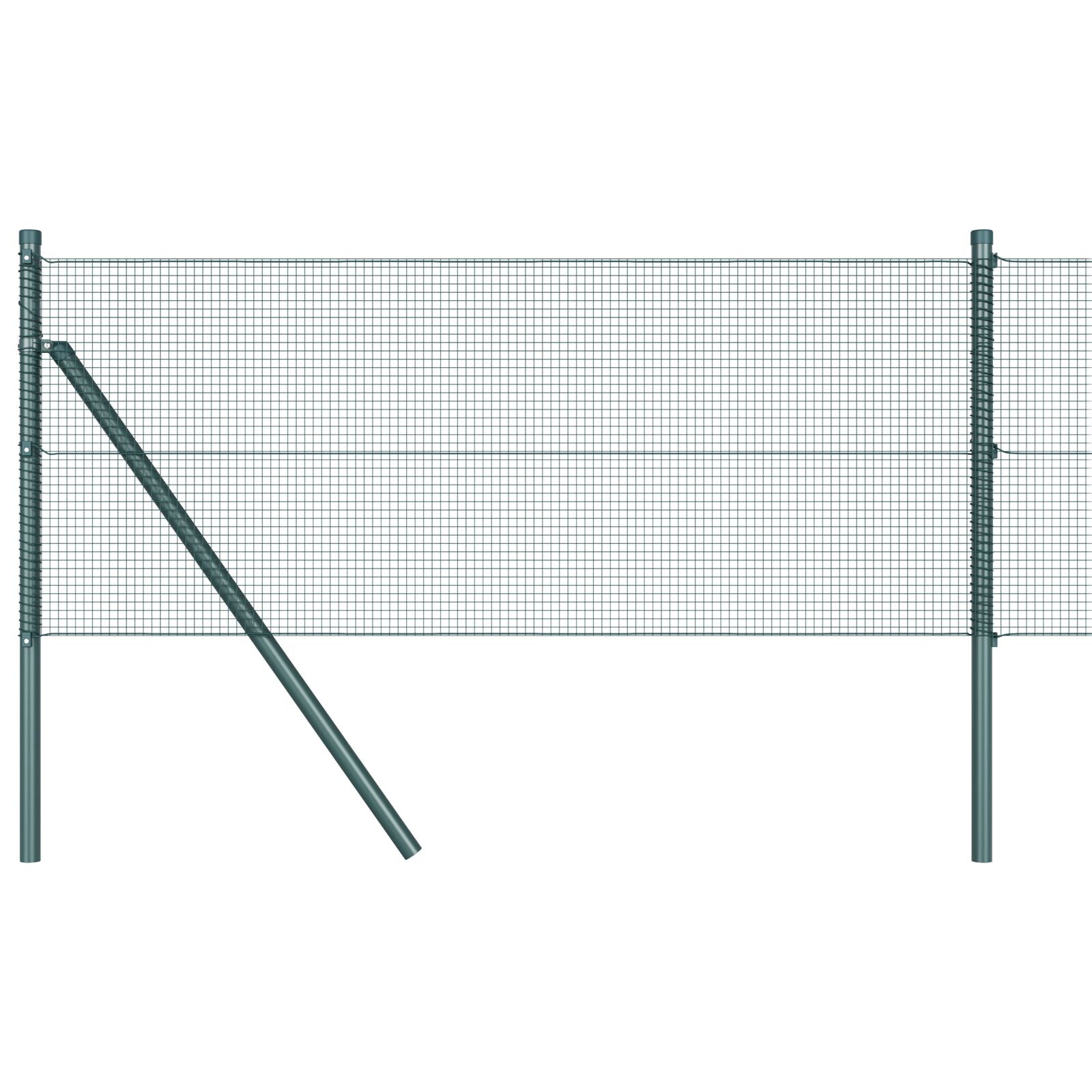 Juego de Postes de Cerca Set de 2 Verde Metal 10 x 0.5 m V8419 Vetonek