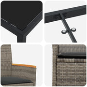 Conjunto de Comedor de Jardín  de 5 Piezas con Cojines Gris Poliratán V0169 Vetonek