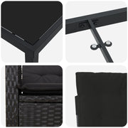 Conjunto de Comedor de Jardín de 5 Piezas  con Cojines Poliratán Negro V1815 Vetonek