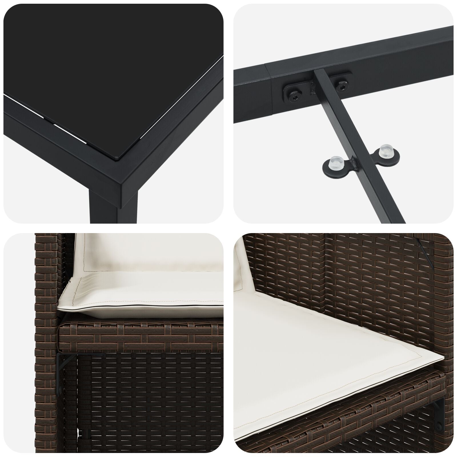 Conjunto de Comedor de Jardín de 5 Piezas con Cojines de Poliratán Marrón V8747 Vetonek