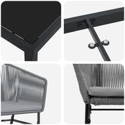 Set de Comedor de Jardín  de 2 Piezas con Cojines Gris Poliratán V8562 Vetonek