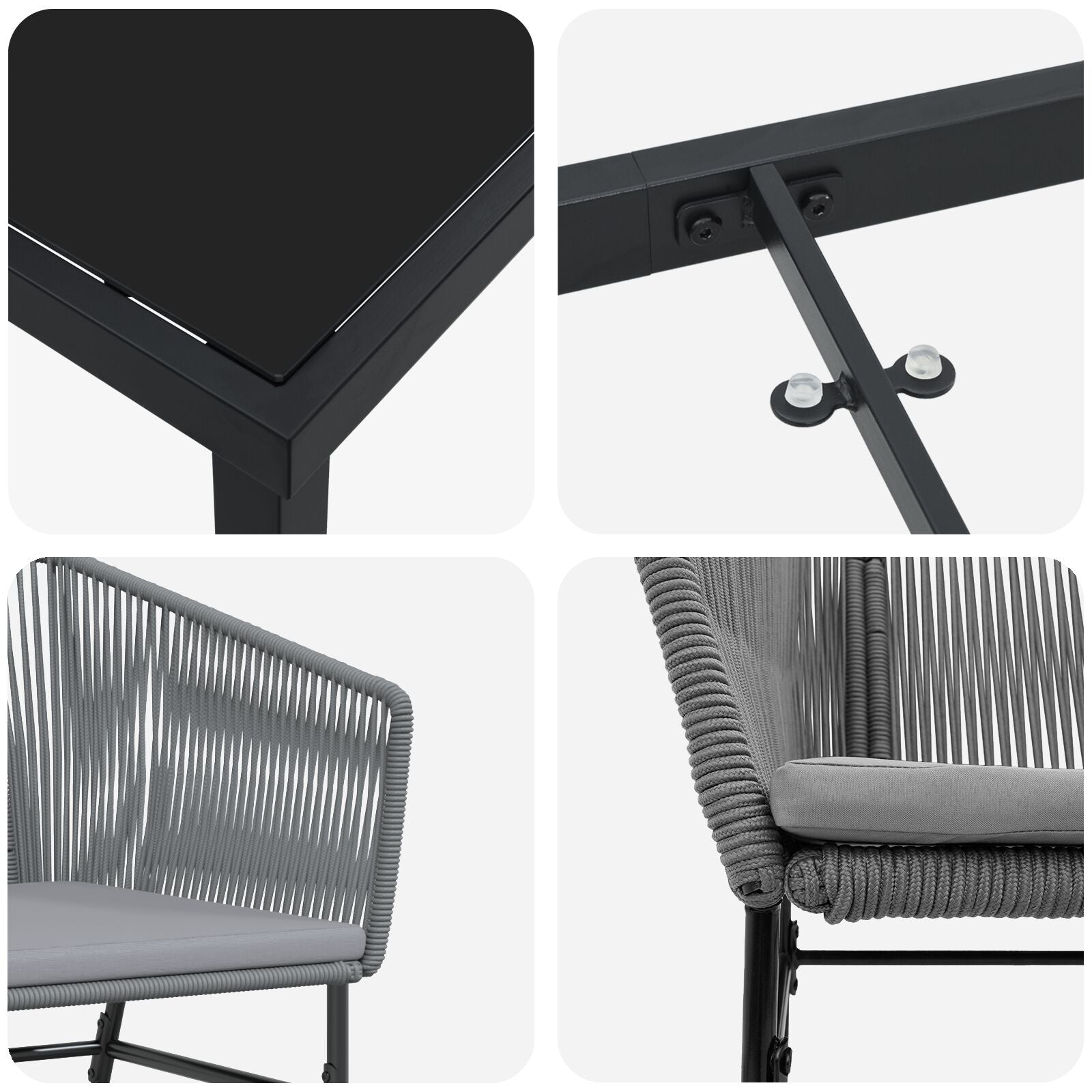 Set de Comedor de Jardín  de 2 Piezas con Cojines Gris Poliratán V8562 Vetonek