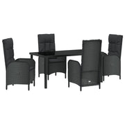 Conjunto de Comedor de Jardín de 5 Piezas  Negro Ratán Poliéster V0368 Vetonek