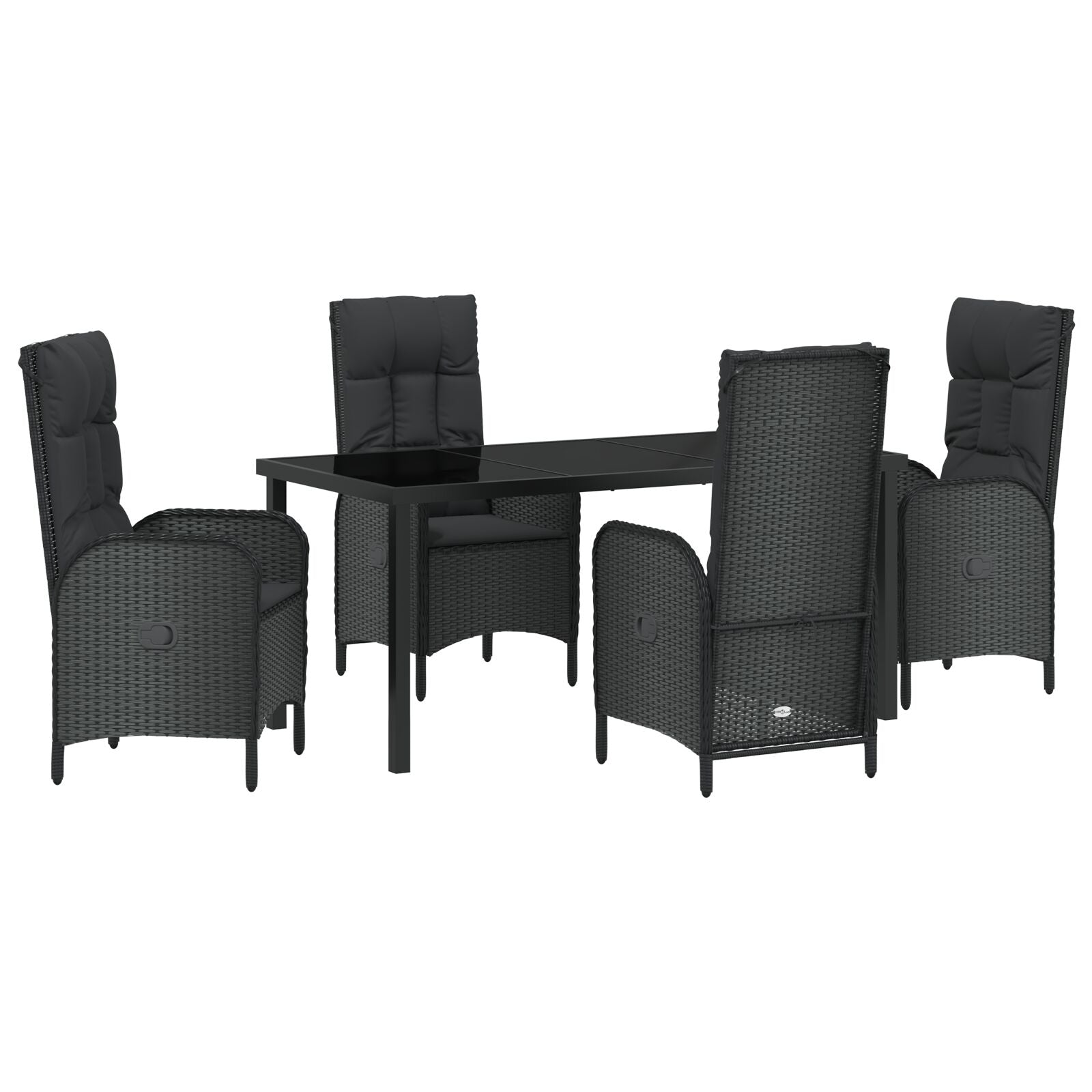 Conjunto de Comedor de Jardín de 5 Piezas  Negro Ratán Poliéster V0368 Vetonek