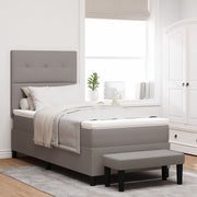 Box Spring Bed with Mattress & Taupe Bench 90x190 cm Fabric V0819 Vetonek