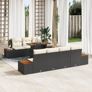 8 Piece Garden Dining Set with Cushions in Black Acacia Rattan V1536 Vetonek