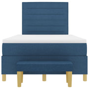 Cama con base de muelles  con colchón y banco azul 120x190 cm tela V2585 Vetonek