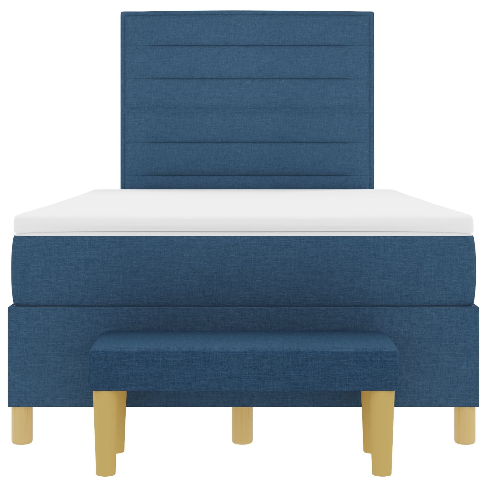 Cama con base de muelles  con colchón y banco azul 120x190 cm tela V2585 Vetonek