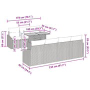 8 Piece Garden Dining Set with Acacia Black Poly Rattan Cushions V9092 Vetonek
