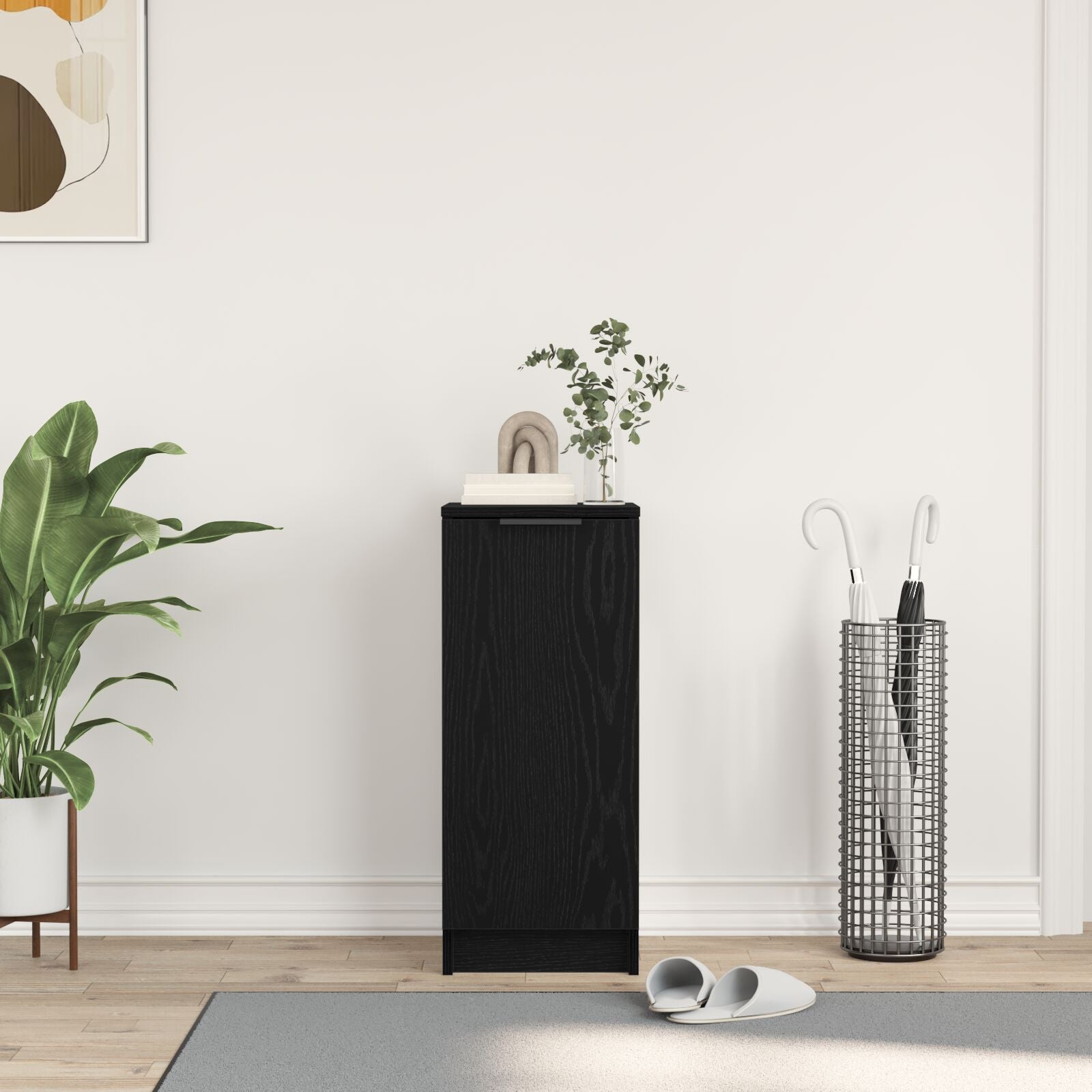 Zapatero Negro Roble 30x35x70 cm Madera V1766 Vetonek