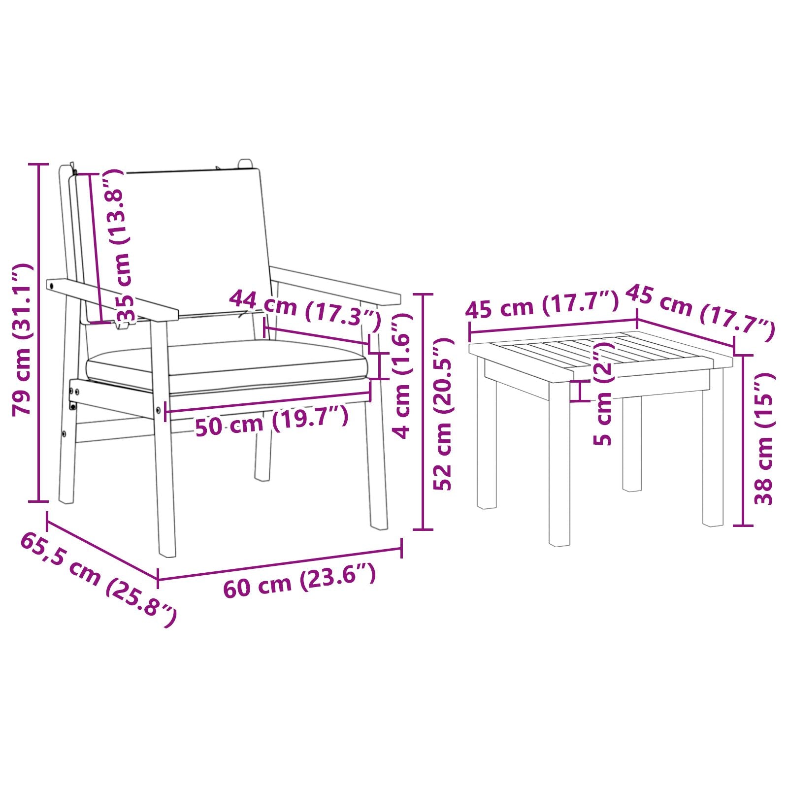 6 Piece Garden Dining Set with Solid Acacia Wood Cushions V7302 Vetonek