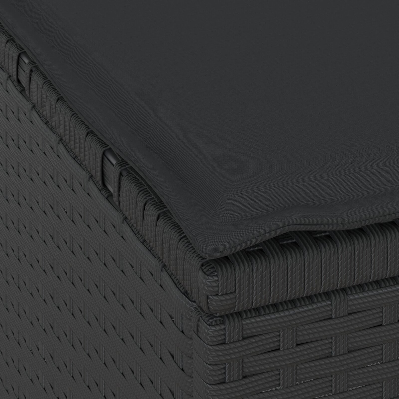 Conjunto de Comedor de Jardín de 3 Piezas con Cojines Negro de Poliratán y Acacia V0186 Vetonek