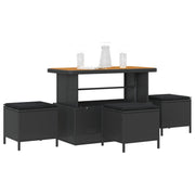 4-Piece Garden Dining Set with Black Polyrattan and Acacia Cushions V0230 Vetonek