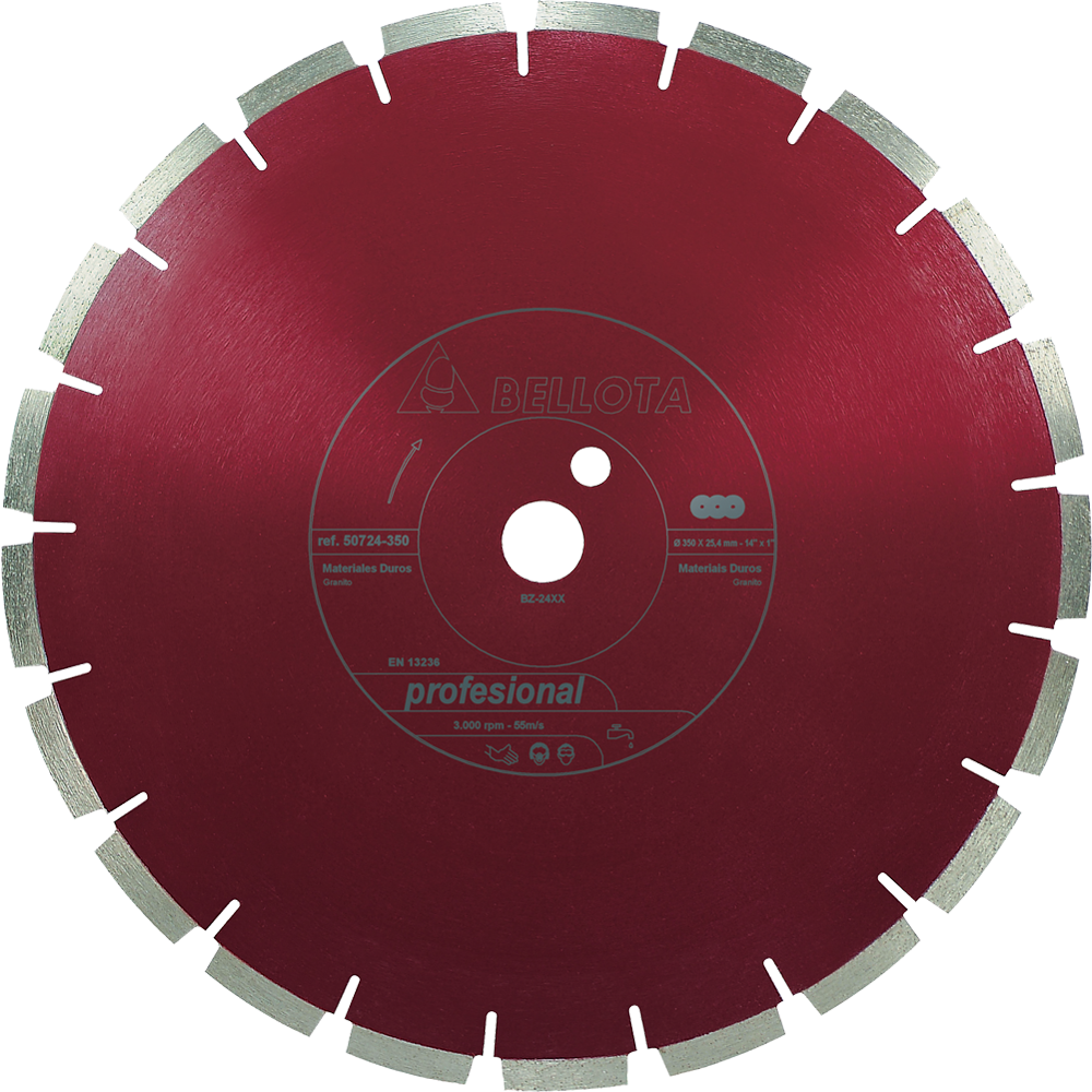 Disco de diamante segmentado Bellota 50724 para materiales duros en húmedo, vista principal