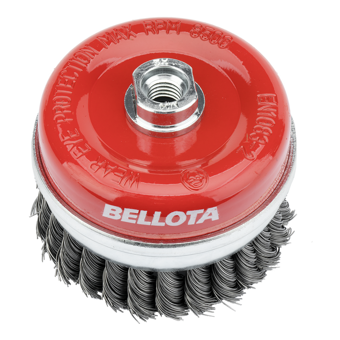 Detalle de los mechones trenzados del cepillo Bellota 50813