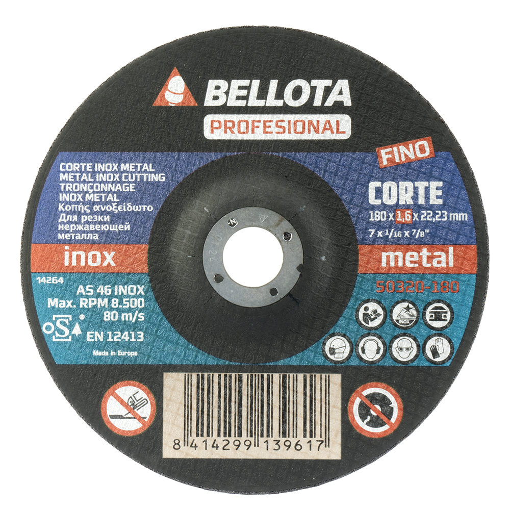 Disco abrasivo fino Bellota 50320 de gran diámetro para amoladora grande