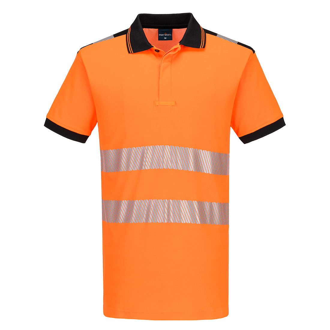 PW3 polo de alta visibilidad Cotton Comfort de manga corta Naranja/Negro - Portwest PW317