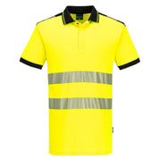 PW3 polo de alta visibilidad Cotton Comfort de manga corta Amarillo/Negro - Portwest PW317