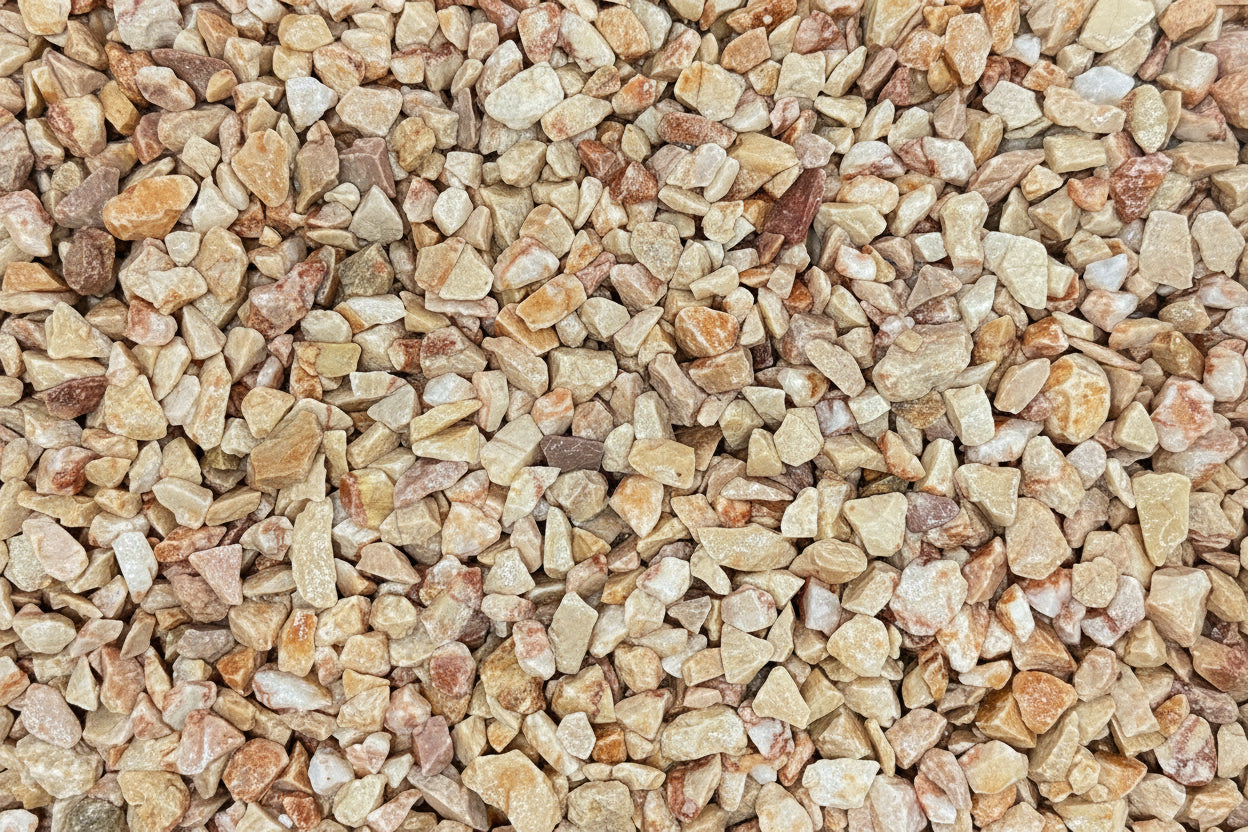 Pavimento drenante de grava rosa amarilla y  resina profesional Sika