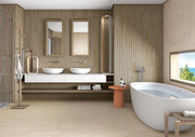 Ambiente baño con revestimiento efecto cemento Verona Beige - Vetonek