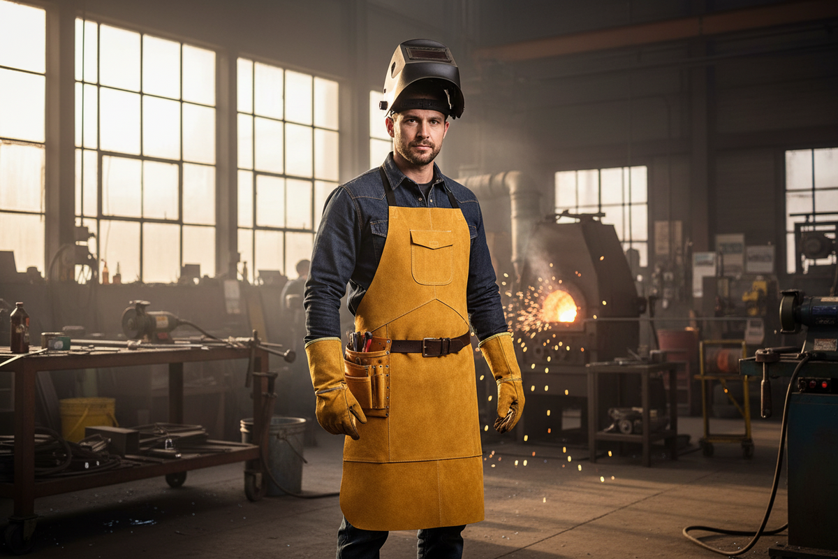 Premium leather apron for welding - Protection and durability
