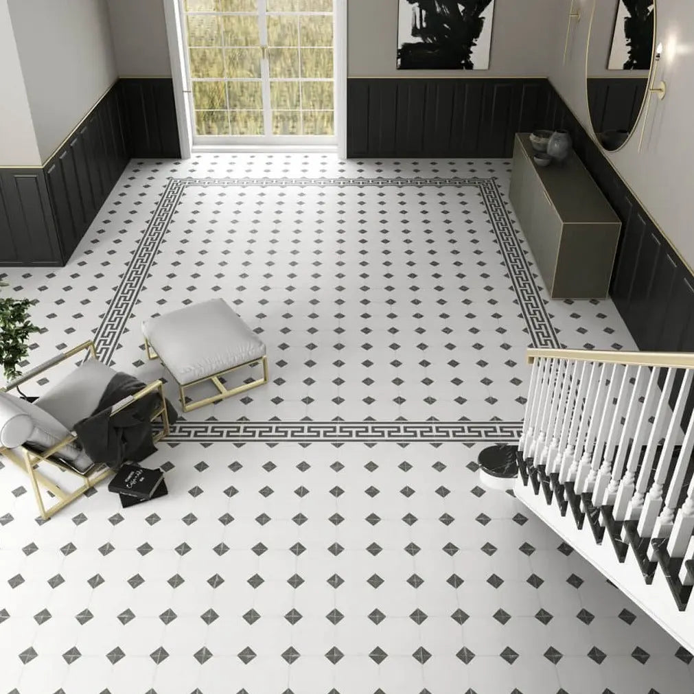 Suelo con baldosa hidráulica Geometría en entrada a casa