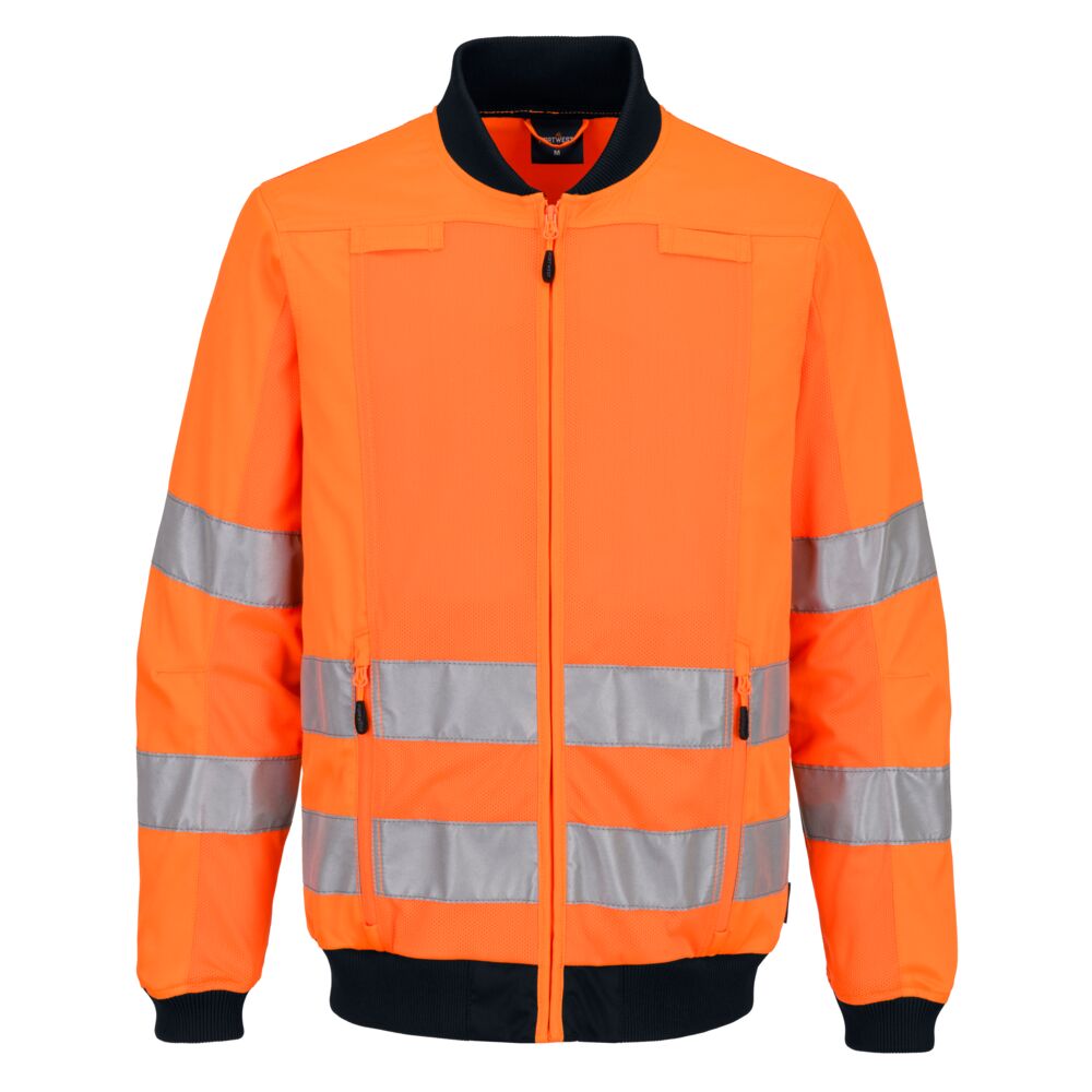 Chaqueta de trabajo de alta visibilidad con paneles de malla Naranja/Azul marino - Portwest T164