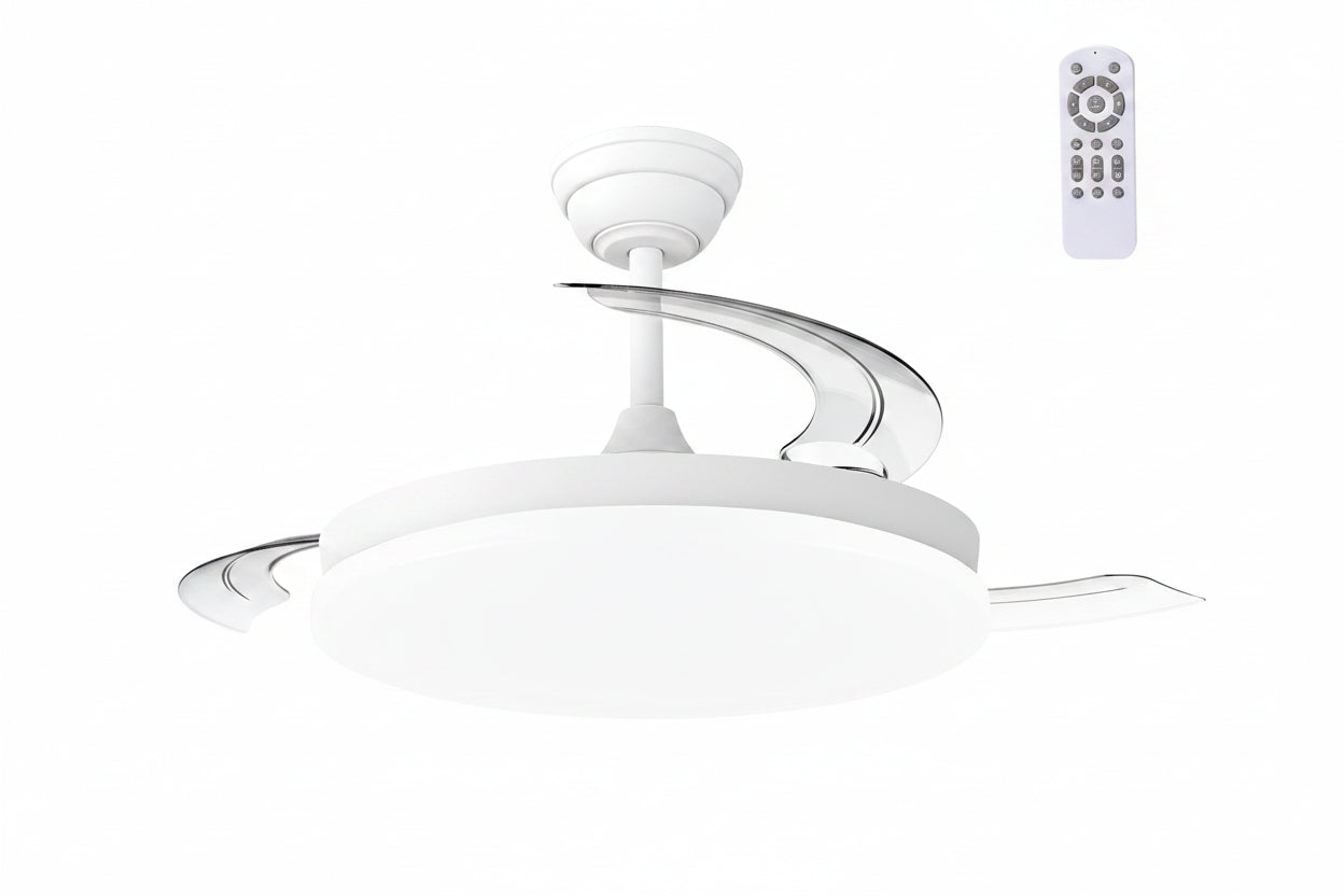 Ventilador DC Vetonek· Función Verano-Invierno 48W Blanco 3 Aspas 5040lm 3500-4000-6500k Remoto y Temporizador - Vetonek