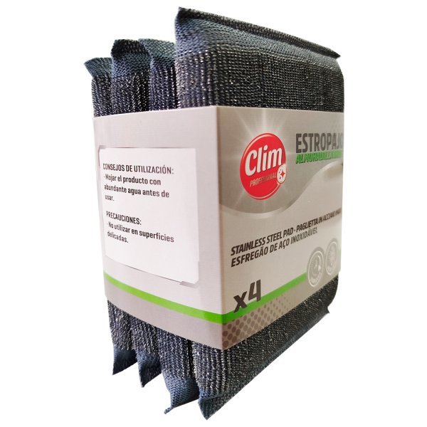 Estropajos Almohadilla de Acero Inoxidable Clim Profesional - Pack 4 uds Vetonek