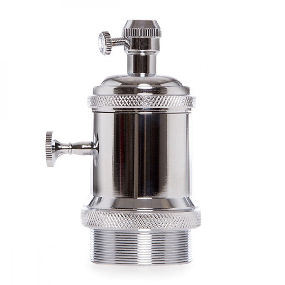 Portalámparas E27 Cobre Baquelita- Interruptor Rotativo, Color Cromo — Vetonek