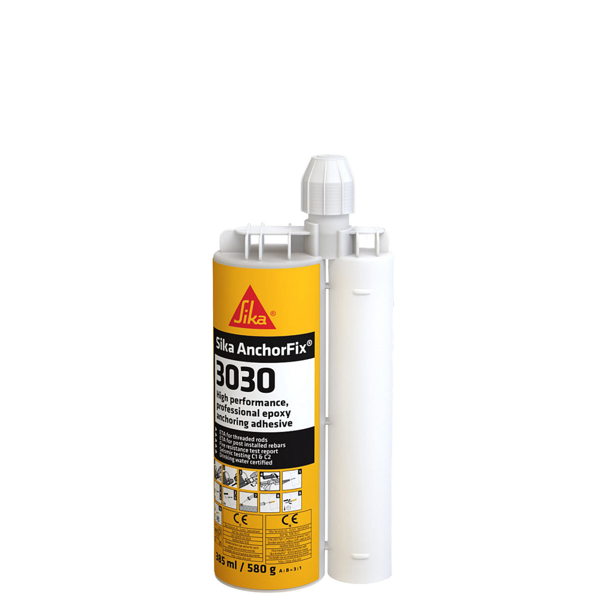 Cartucho doble de Sika AnchorFix®-3030 de Sika, anclaje químico epoxi de altas prestaciones para fijaciones estructurales en hormigón - Vetonek